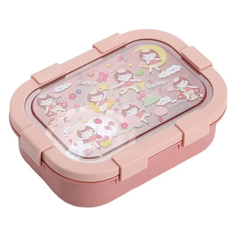 ABJN-Microwave& Dishwasher Safe Kids Bento Box, 32 Oz/4 Cup Lunch Box With 3 Compartments, Utensils, Sauce Jar(3 Years+ )