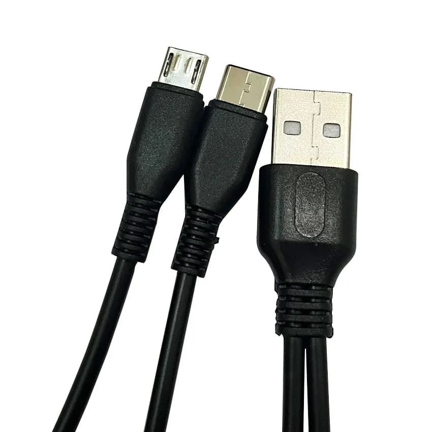 Cavo di ricarica da USB a Micro USB tipo C 2 in 1 per 2 USB C carica per telefono cellulare cavo di ricarica per due dispositivi cavo splitter per caricabatterie USB