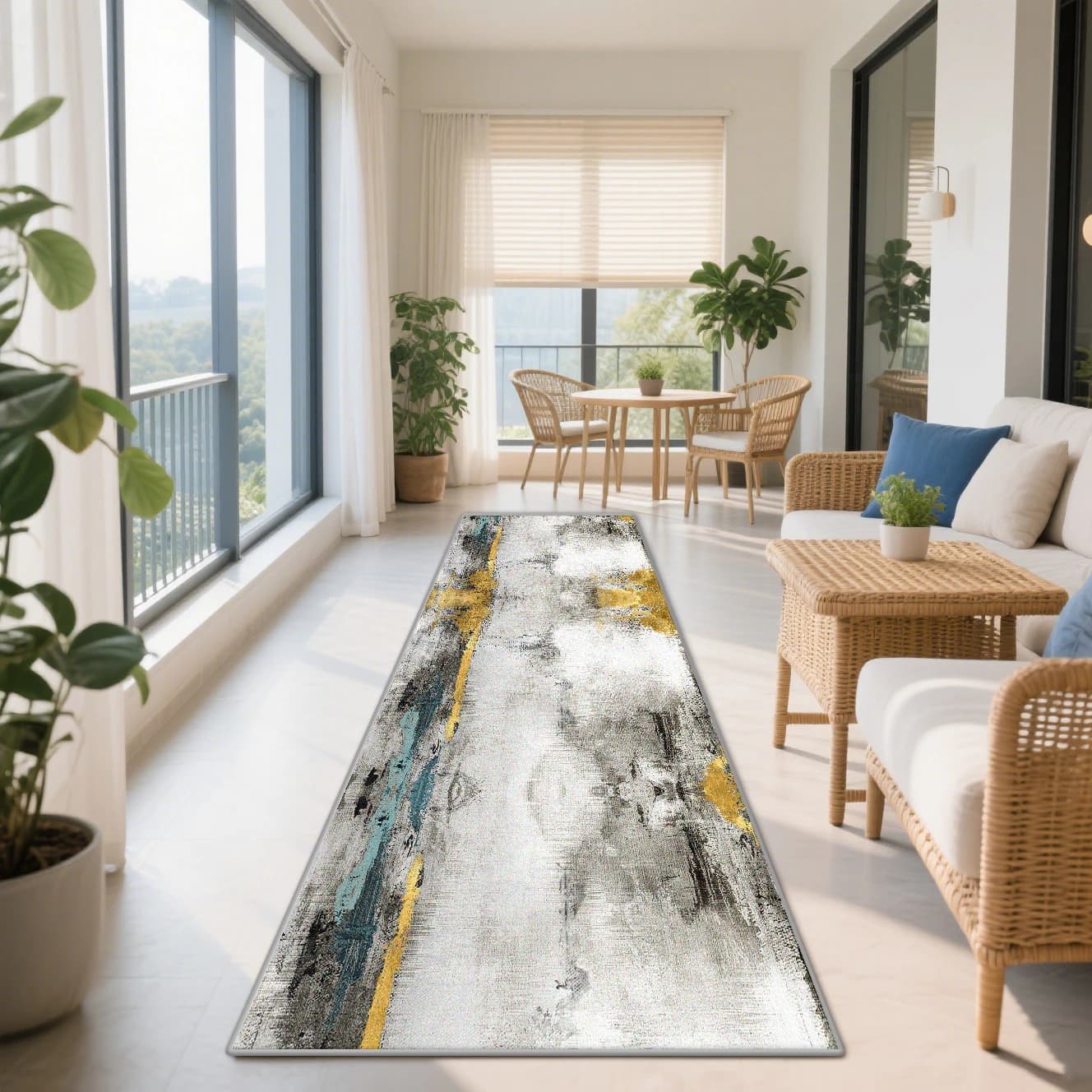 Nordic Abstract Easy Clean Balcony Aisle Carpet Decoration Home Antiskid Long Corridor Runner Rug Living Room Lint-free Foot Mat