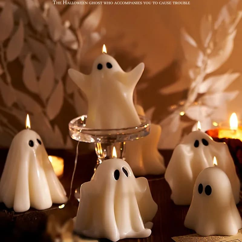 Candela profumata fantasma di Halloween Ornamenti creativi senza fumo Profumi divertenti a forma di fantasma Candela Decorazioni per il desktop Ornamenti Regalo