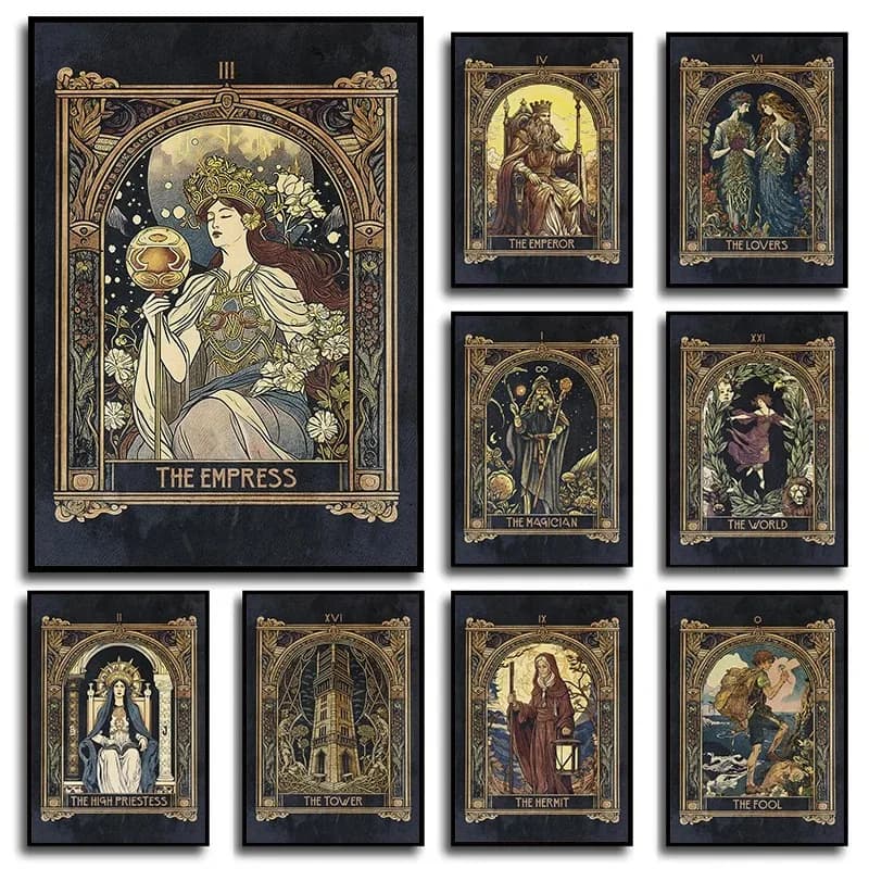 Carta dei tarocchi mistici in stile Boho L'imperatrice Amanti del mago Strega Poster e stampe su tela Pittura Immagini di arte della parete Decorazioni per la casa