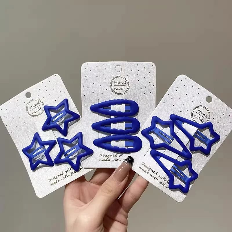 3PC Royal Blue Baby Hair Drop Clips per ragazze Basic Snap Morsetto per capelli Star Tornante BB Barrette Primavera Autunno Accessori per capelli per bambini