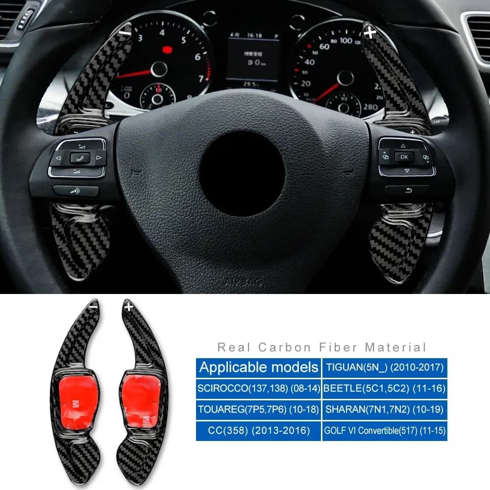 Fibra di carbonio per Volkswagen VW Beetle Sharan CC Scirocco Tiguan Touareg Golf 6 Accessori Auto Volante Estensione Paddle