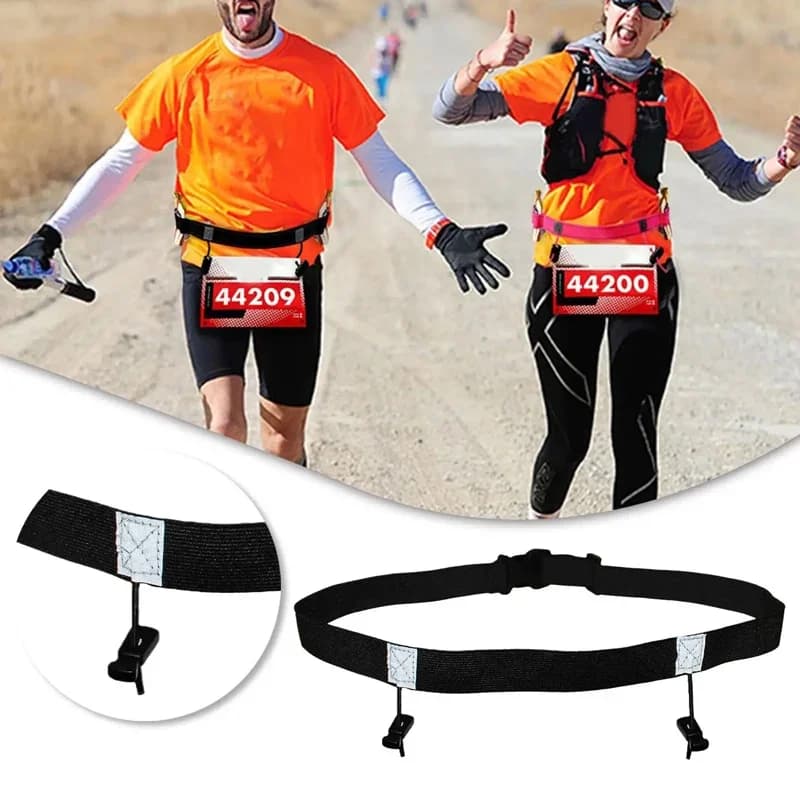 Cintura Porta Numero da Corsa con 6 Anelli per Gel, Porta Pettorale per Triathlon, Maratona, Ciclismo, Fitness e Accessori Sportivi