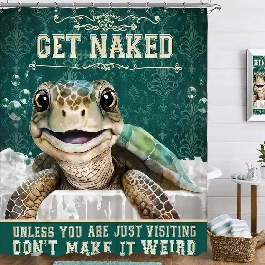 Sea Turtle Ocean Themed Shower Curtain Beach Tortoise Life Funny Bathtub Under The Sea Vintage Bathroom Accessories Waterproof