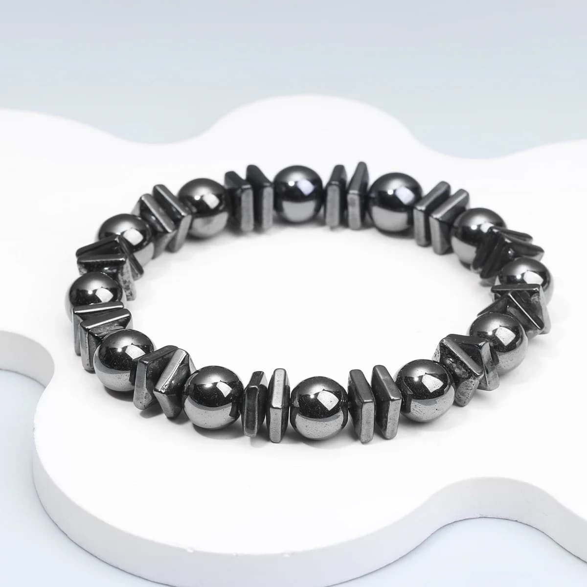 Braccialetti con perline di pietra ematite Bracciale per terapia magnetica Feeble per perdita di peso per donna Uomo Gioielli unisex per assistenza sanitaria