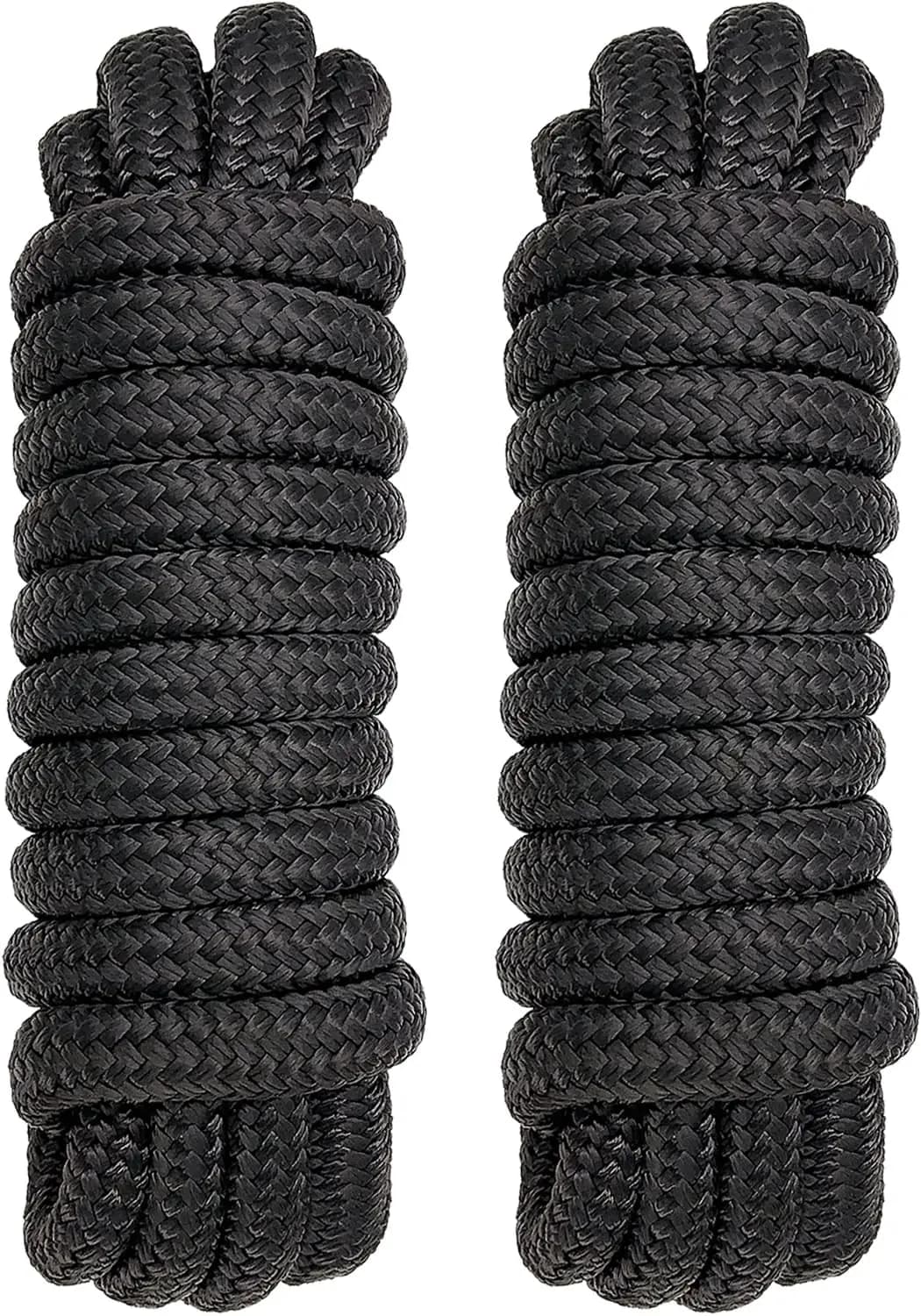 Confezione da 2 Corde per Barche in Nylon Marino da 5/8" x 30' con Anello per l'Ormeggio, Alta Resistenza e Resistenti allo Sfilacciamento - Nero