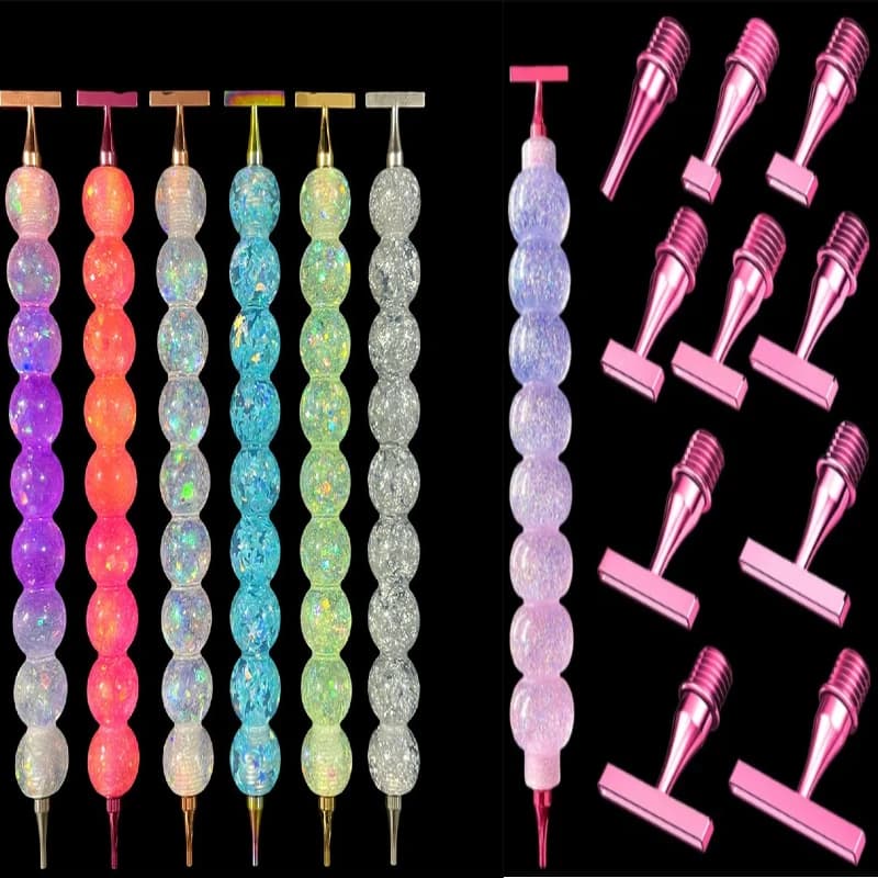 Homfun Nuova penna per pittura diamante fai da te Ricamo in oro Strumento per trapano a punti filettato Punte per filettatura in metallo multifunzionale Accessori