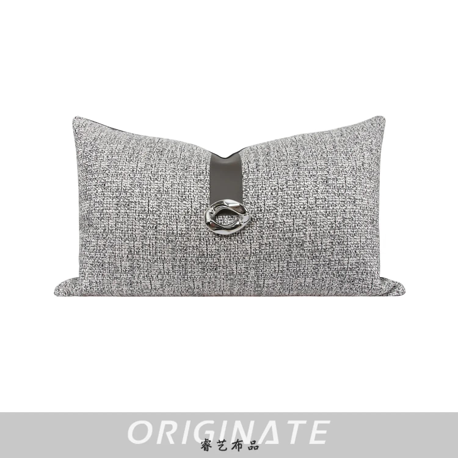 Cuscino Lombare Grigio Moderno e Semplice con Texture, Cuscino per Schienale Divano Soggiorno, Federa per Cuscino per Camera da Letto e Sala Espositiva
