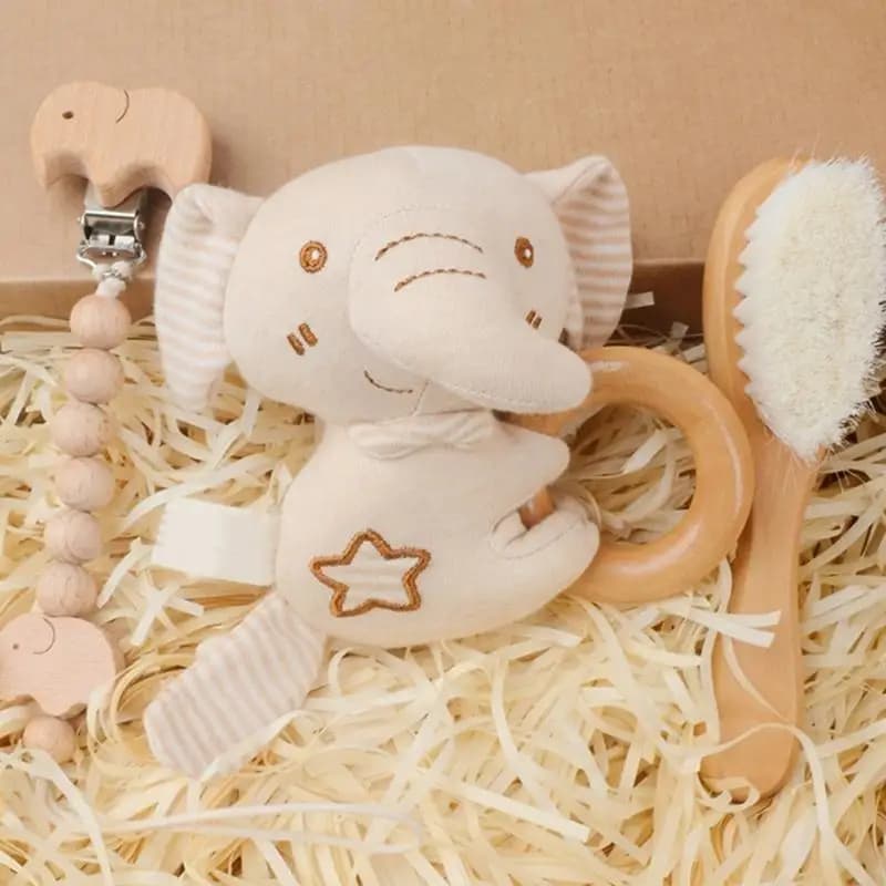 Baby Soothing Bracelet and Dummy Clip & Brush Pacifier Chain Holder Teether Brush for Infant Toddlers Teether Toy L8RB