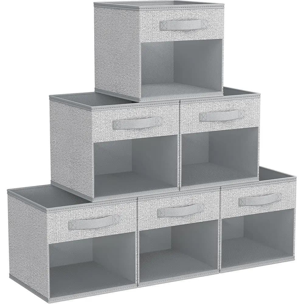 Foldable Storage Cubes, Set of 6 Containers with Window, Baskets or Textile Shelves, Cabinet Boxes or Containers