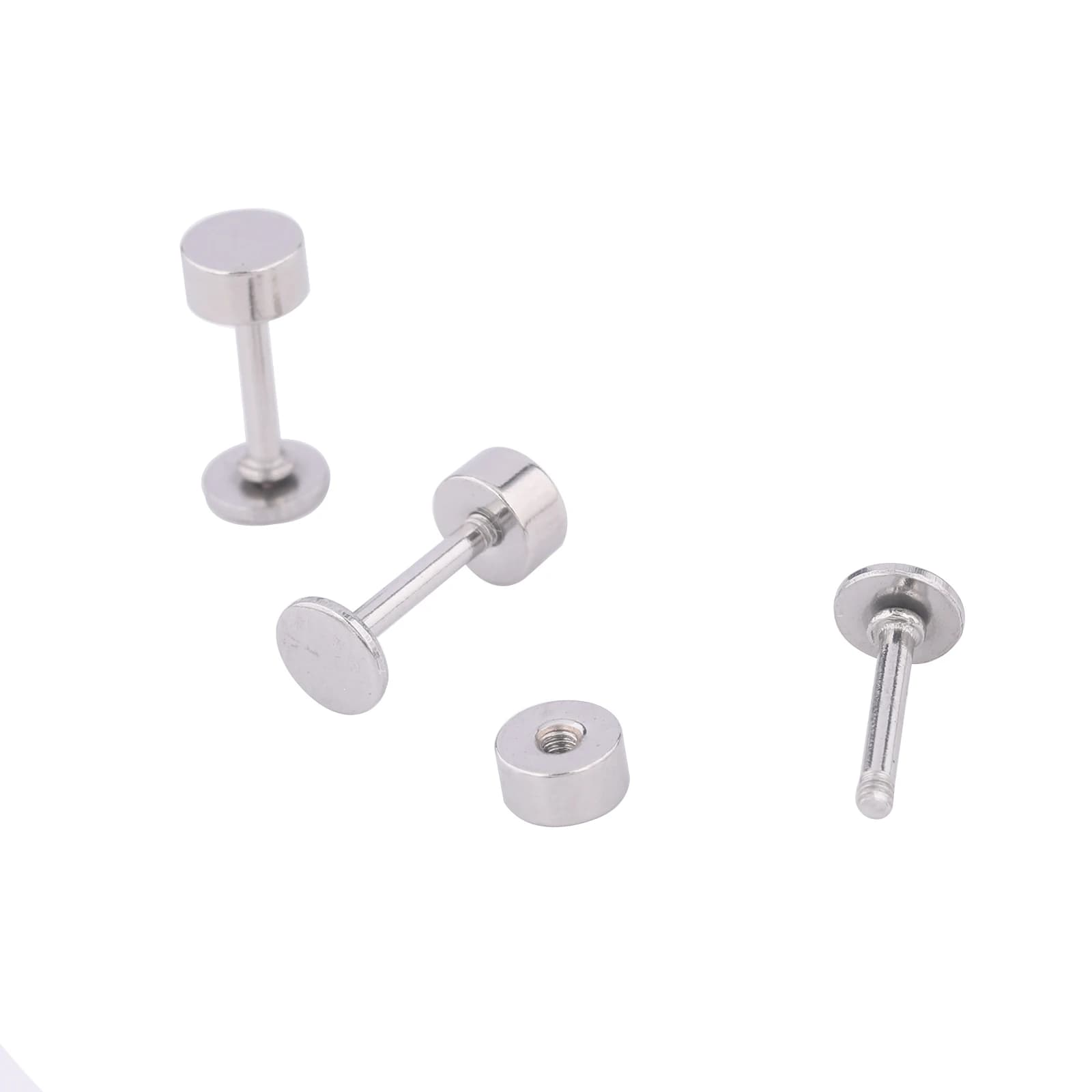 20 pz Acciaio Inossidabile 4mm Disco Pad Lunetta Orecchino Post Borchie Con Vite Schienali Gioielli Fai Da Te Che Fanno Accessori