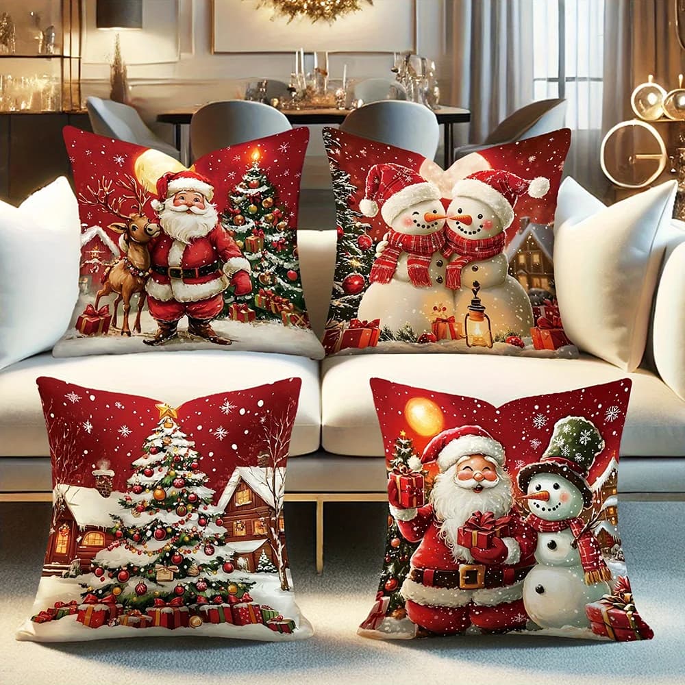 1pcs Christmas Santa Snowman Pillowcases ,Suitable for Christmas home decoration pillowcase, without pillow core.