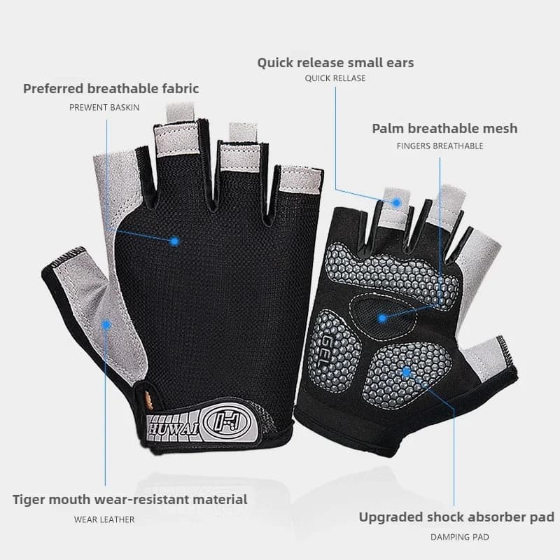 Guanti da ciclismo da uomo mezze dita sport fitness da donna estate sottile ciclismo all'aperto antiscivolo assorbimento degli urti delle dita