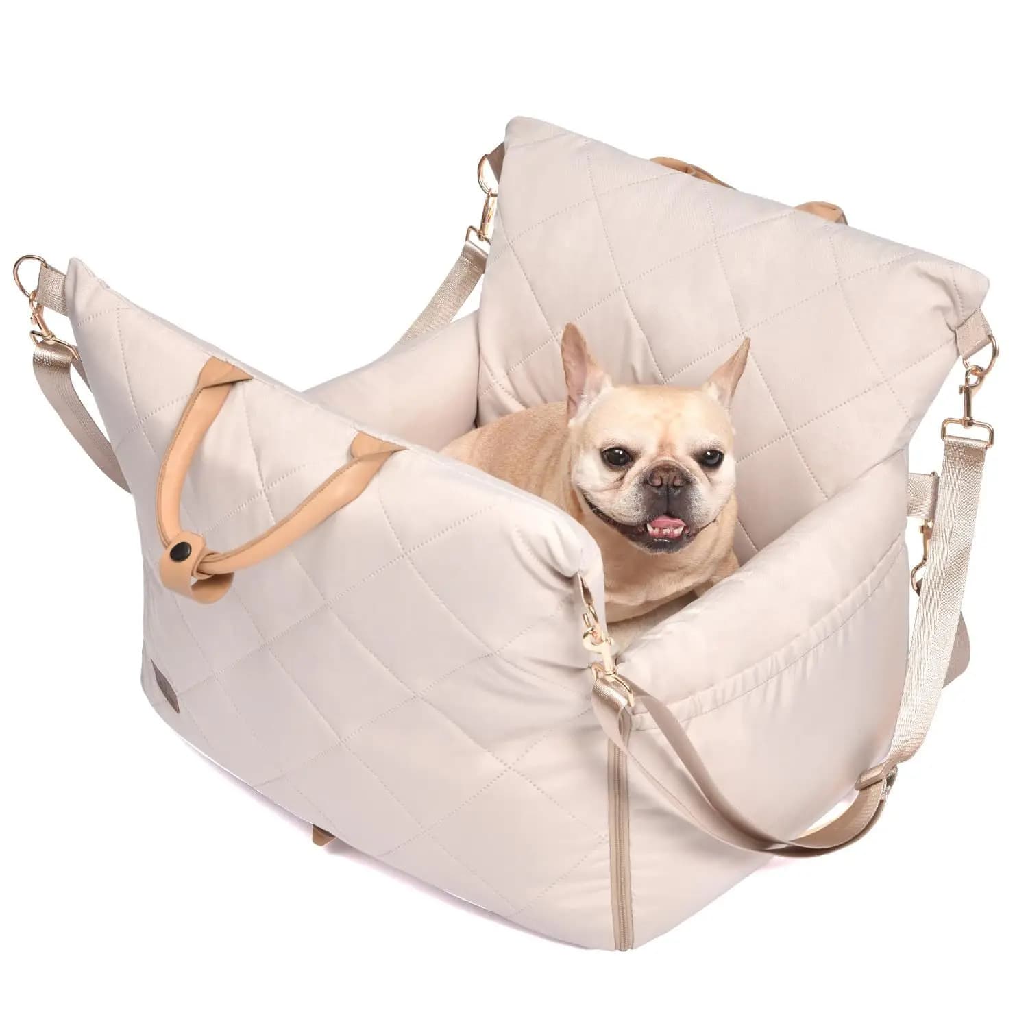 STLF Seggiolino auto per cani all'ingrosso per piccoli animali domestici Letto da viaggio morbido e sicuro con maniglie in pelle PU fino a 25 libbre