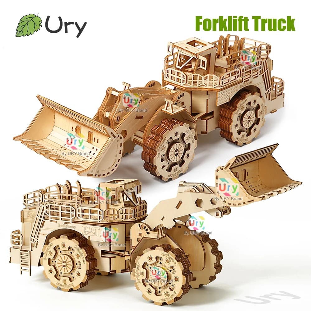 Ury 3D Puzzle in legno Mobile Ingegneria Veicolo Carrello elevatore Bulldozer Assemblaggio Camion Modello di auto Giocattoli fai da te Decorazione Regalo per i bambini