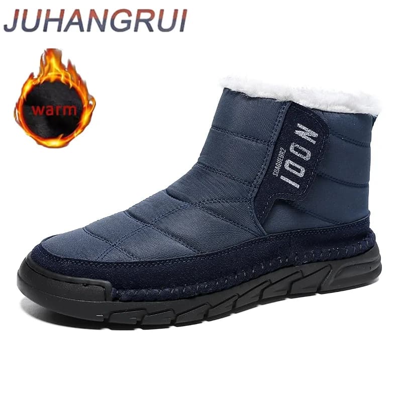 Stivali da neve da uomo invernali Stivali alla caviglia con plateau Taglie forti Scarpe da uomo casual in peluche Stivali da uomo in pelliccia calda antiscivolo Stivali in cotone impermeabile