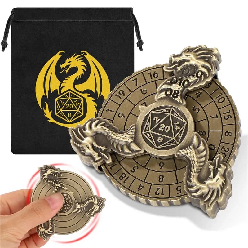 Set di Dadi Vintage a Tre Teste di Drago per Giochi di Ruolo, Ruota Metallica 7-in-1 per Giochi da Tavolo, Accessorio per Giochi di Ruolo, Set Regalo di Nozze