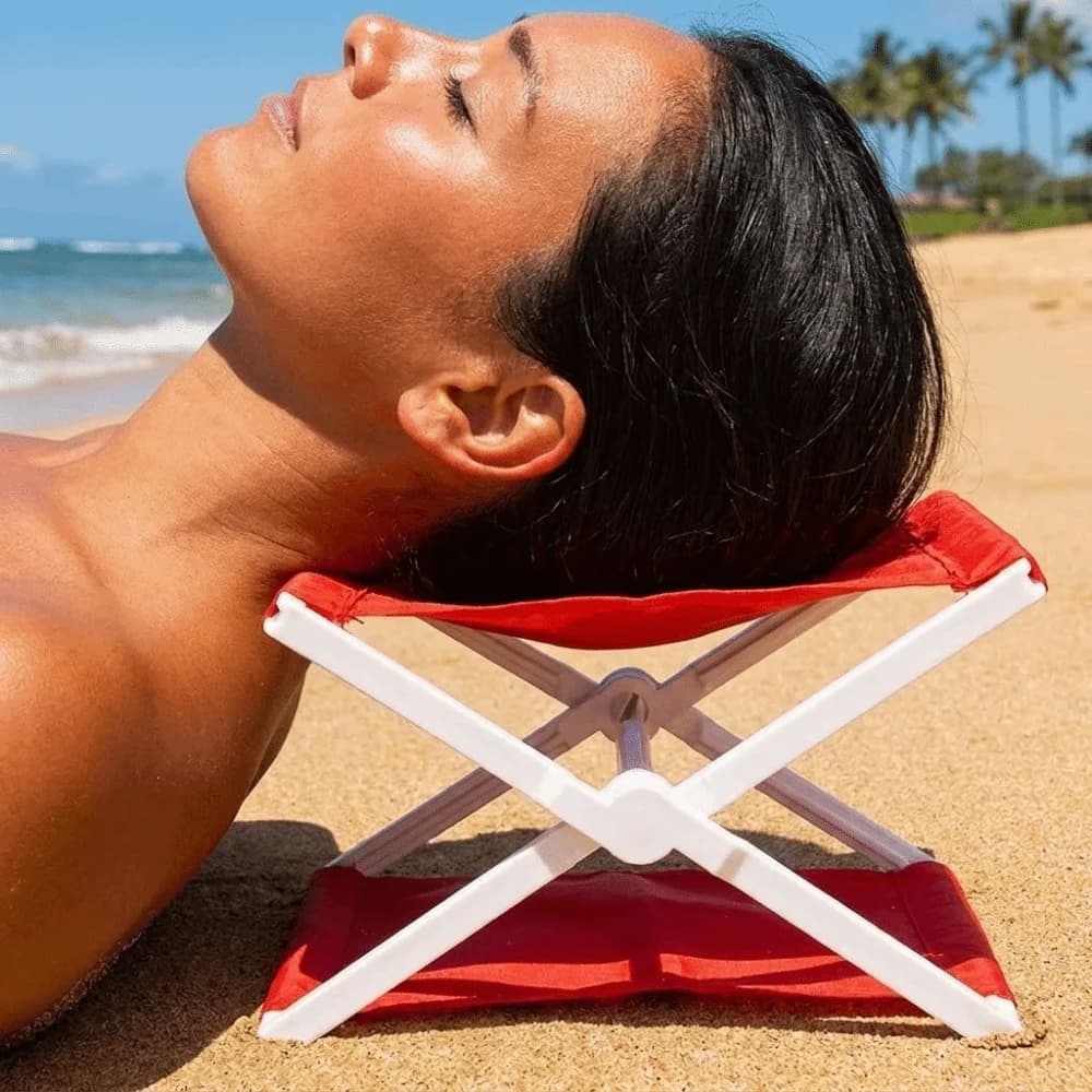 Cuscino da Spiaggia Pieghevole ad Asciugatura Rapida, Supporto Ergonomico per il Collo, Poggiatesta Leggero per Sdraio, Portatile in Plastica