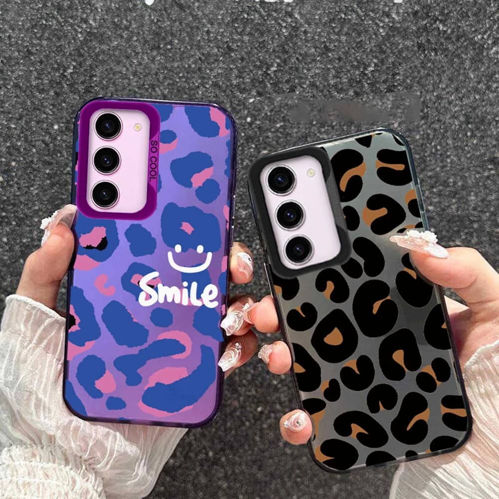Cover per Telefono Samsung Galaxy S25 Ultra S24 Plus S22 S21 S23 S20 FE, Design Artistico con Stampa Leopardata, Antiurto, in TPU per Ragazze