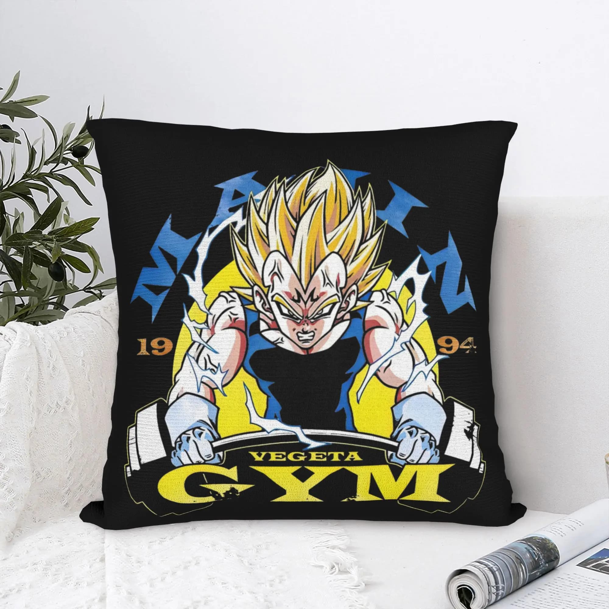 DBZ Evil Prince Gym Federe per cuscini quadrate, fodere per cuscini decorative con cerniera, per la casa, 40*40 cm