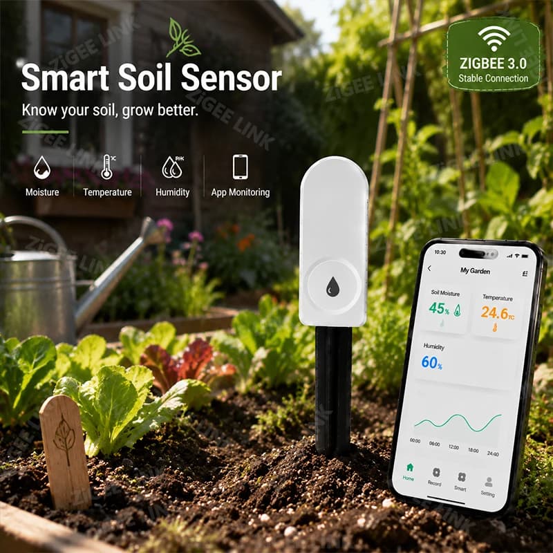 Multi‑function Zigbee Soil Tester Soil Moisture Air Temperature Humidity Sensor Smart Reminder Plant Watering Garden Irrigation