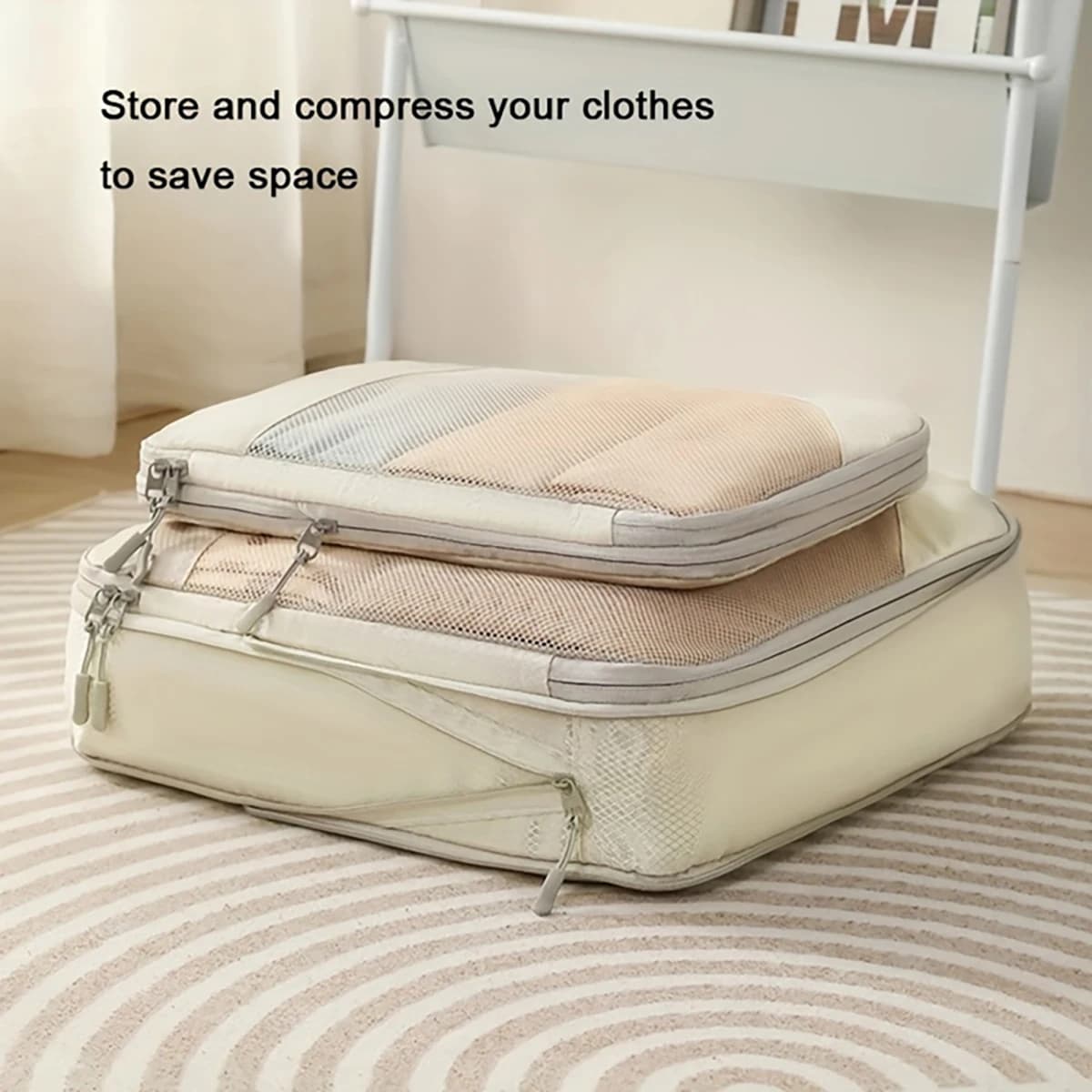 Set di 5 Cubi di Compressione per Valigie, Accessori da Viaggio, Organizzatori Espandibili Leggeri per Bagagli