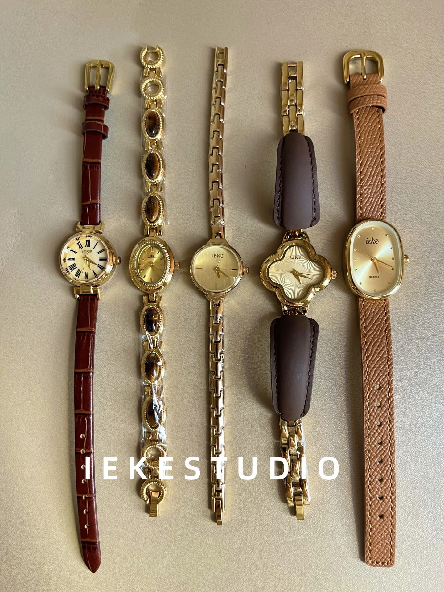Brown Vintage Luxury Watch Classic Elegant Premium Leather Wristwatch Exquisite Ladies' Quartz Timepiece Gift for Women