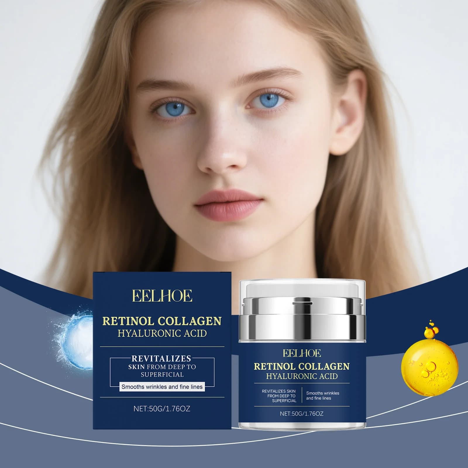 EELHOE Retinol Collagen Cream Removal of wrinkles Reduce thin lines tighten the skin Hyaluronic Acid Lifting Face Moisturizing Cream