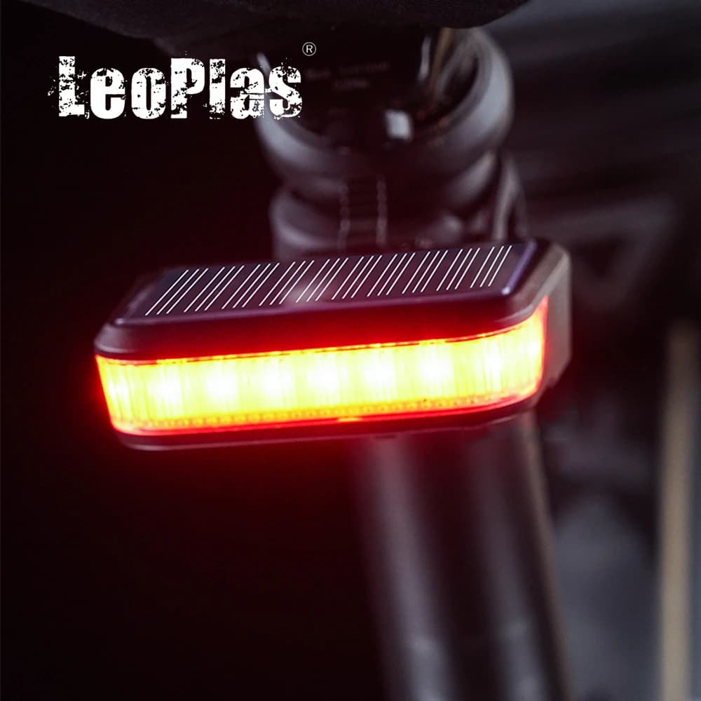 LeoPlas 1829 Fanale posteriore per bicicletta Fanale posteriore per bici ricaricabile Fanale posteriore per ciclismo solare Fanale posteriore per ciclo per la guida notturna
