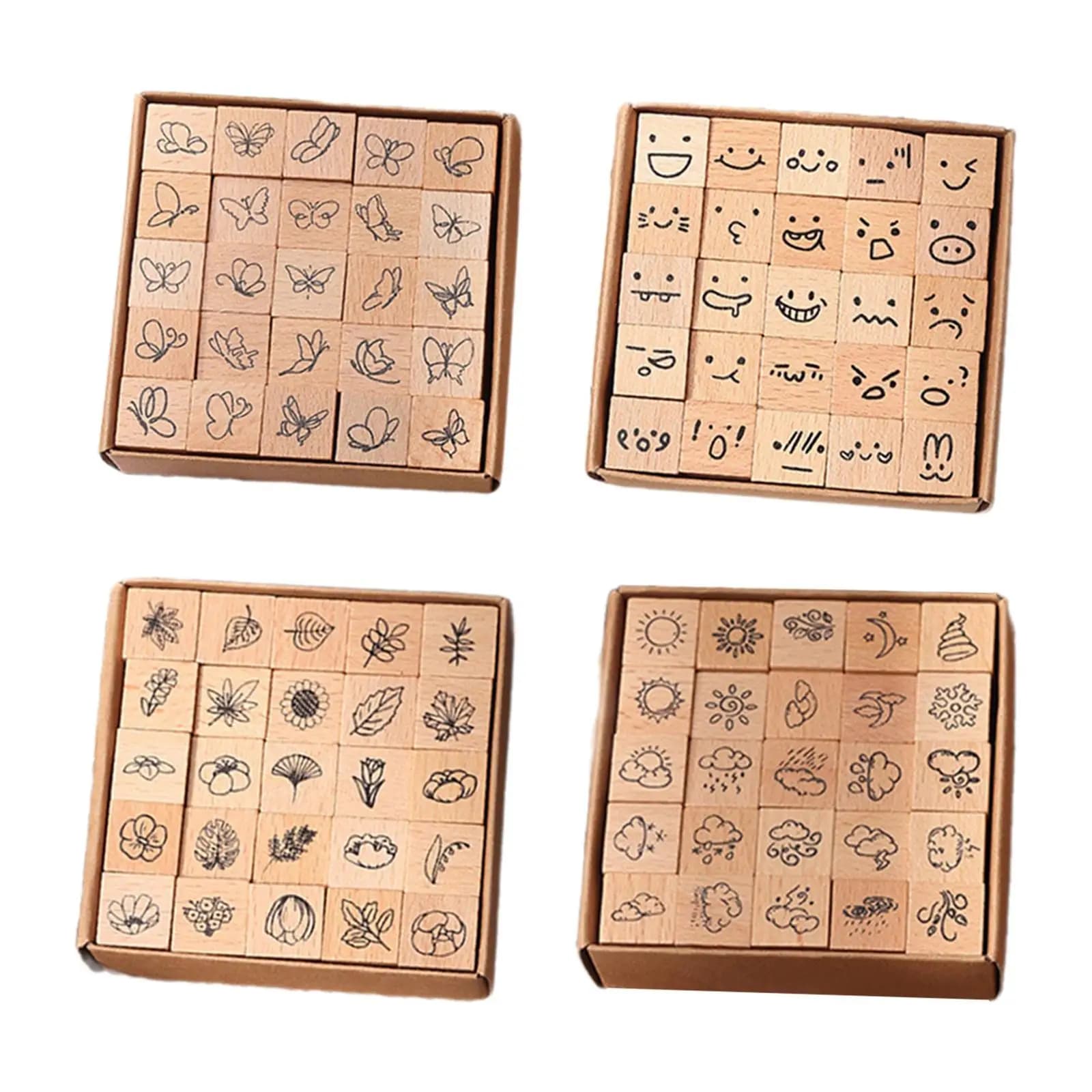 25 Pieces Diary Stamp Set Wooden Rubber Stamps Handmade Crafts DIY Wooden Stamps for Photo Album Journaling Diary Planner