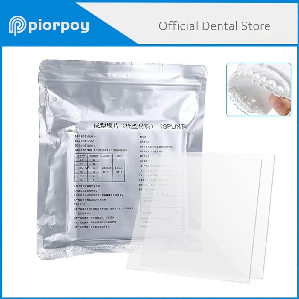 Laboratorio dentale Materiale per termoformatura Vuoto che forma fogli morbidi duri Fetta di fermo per stecca ortodontica 0,8/1,0/1,5/2,0 mm Odontoiatria