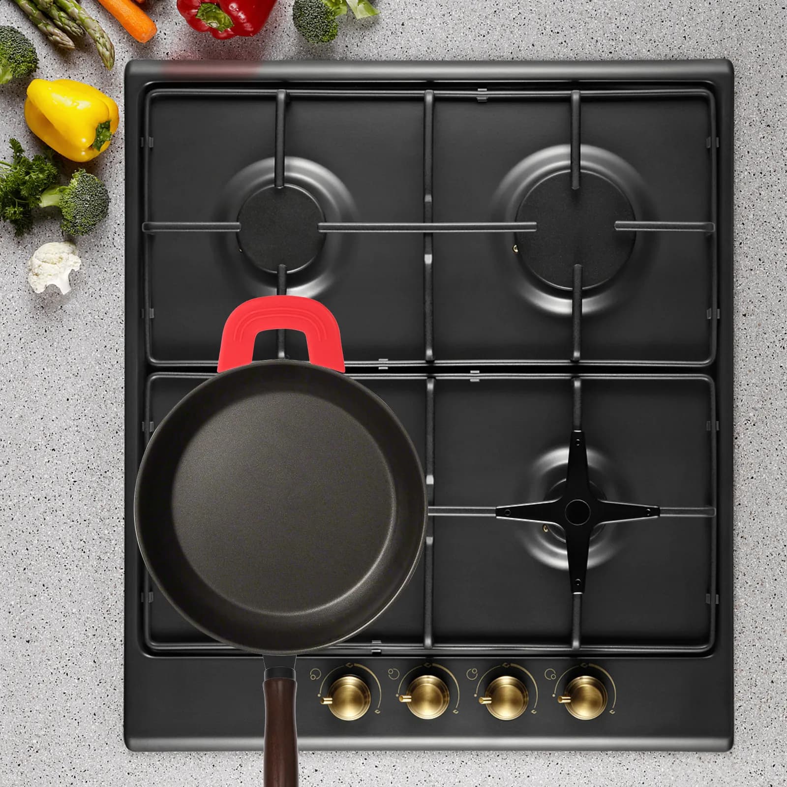 4Pcs Pot Handle Sleeves Silicone Heat Resistant Non-Slip Handle Protectors for Kitchen Cooker Frying Pan Covers