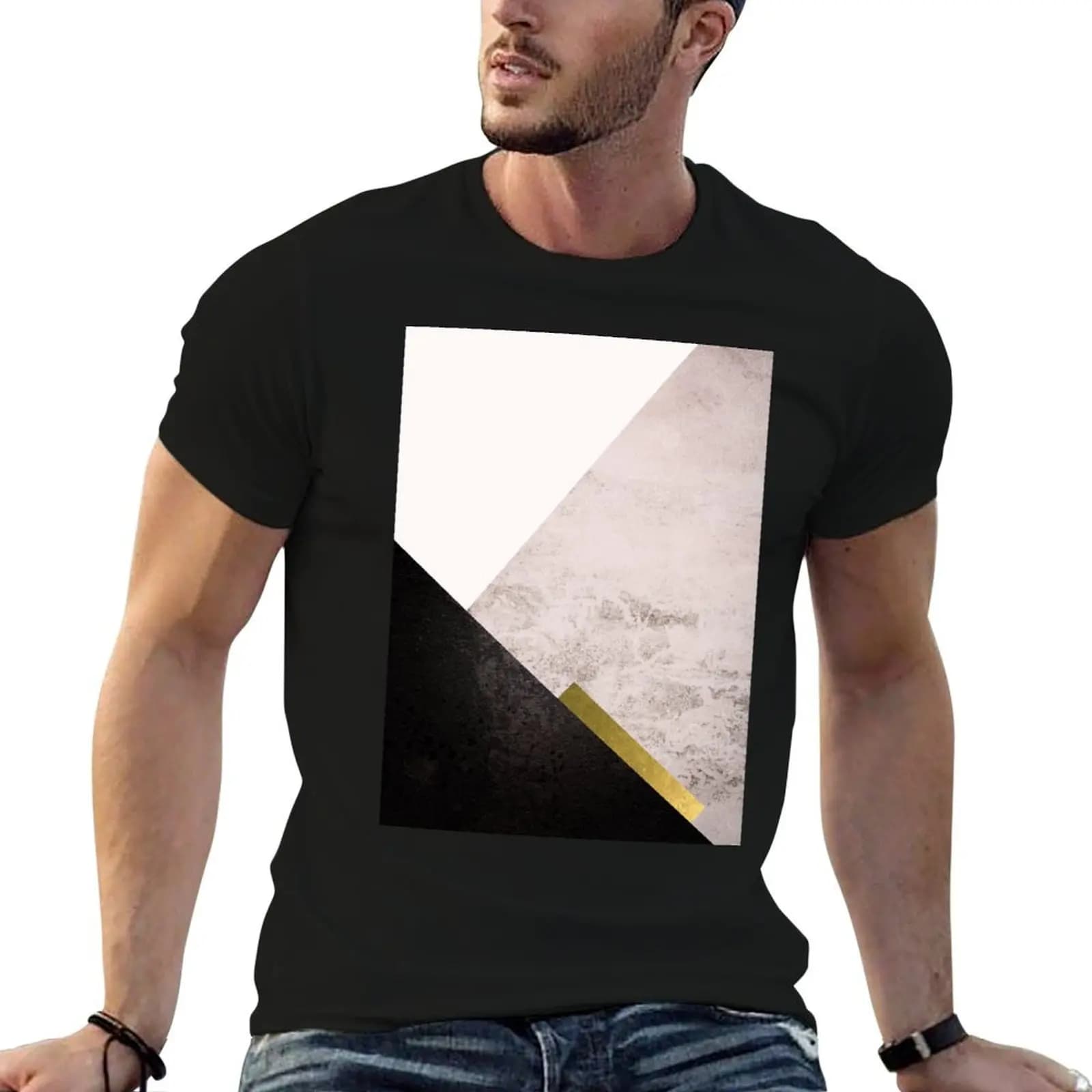 T-shirt Minimalista Geometrica da Uomo, T-shirt Designer da Uomo, T-shirt in Cotone Liscio da Uomo