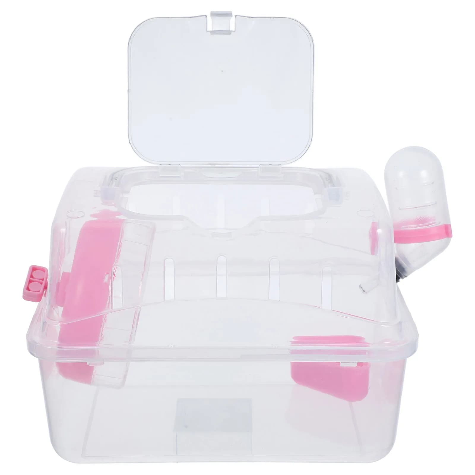 Portable Transparent Hamster Cage Travel Carrier Pet Cage for Syrian Hamster Guinea Pig with Feeding Watering Accessories