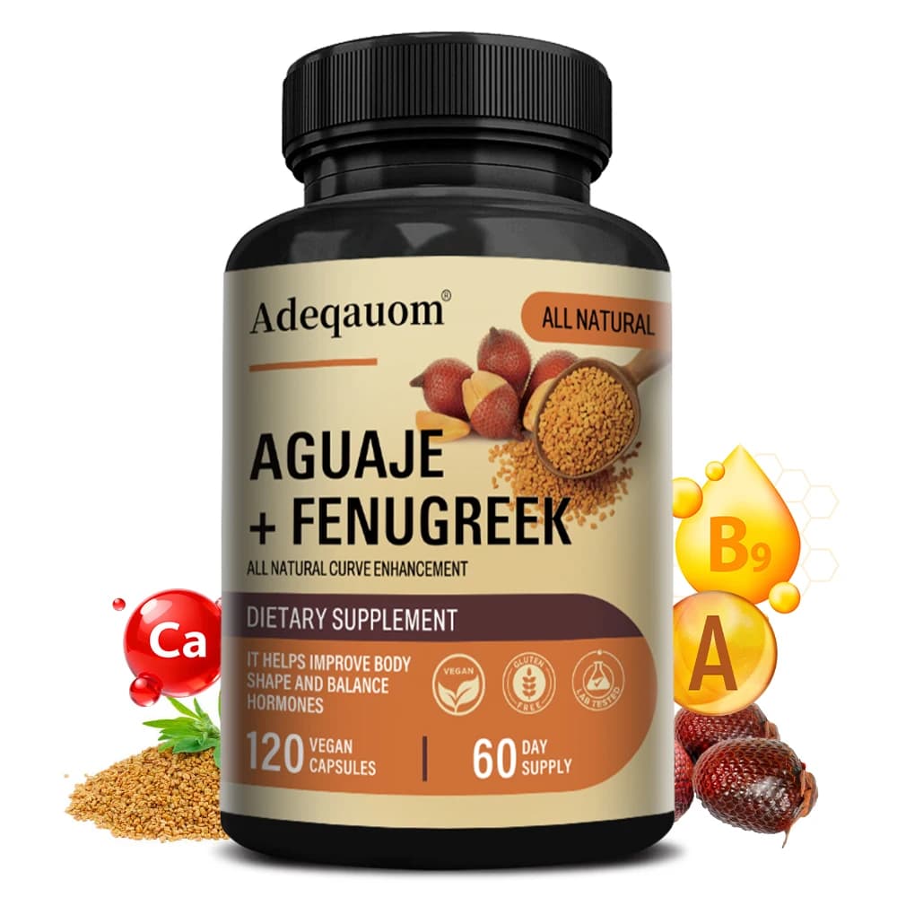 Capsule di Aguaje + Fieno Greco - 1000mg, Supporto per Glutei, Corpo Curviligneo e Seno, Salute Immunitaria, Ricche di Proteine e Vitamine