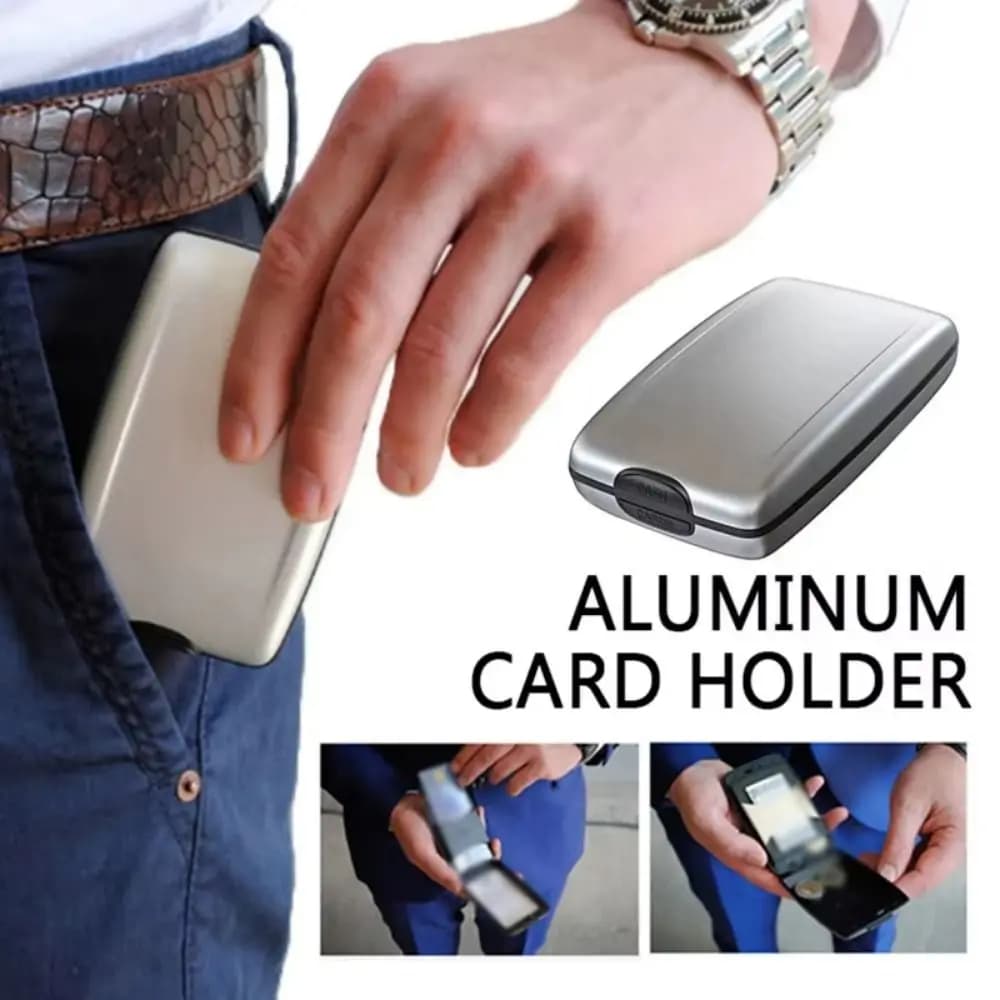 Large Capacity Credit Cards Holder Anti-Theft Aluminum Alloy Passport Wallet Dust-proof Waterproof RFID Blocking Wallet Men
