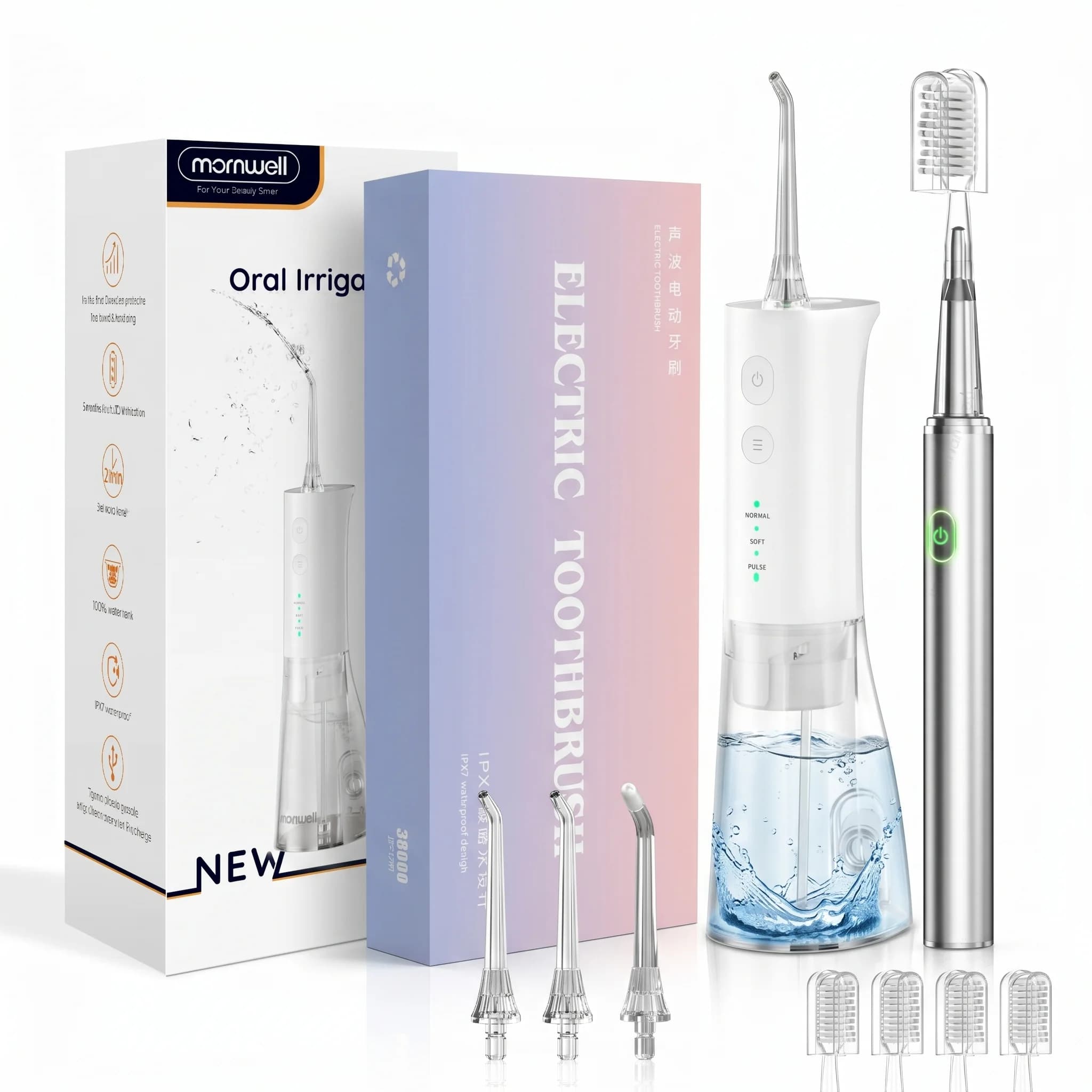 Water Flosser & Sonic Electric Toothbrush Combo Kit, Portable Rechargeable Oral Care Set with Multiple Modes Set for Travel Use