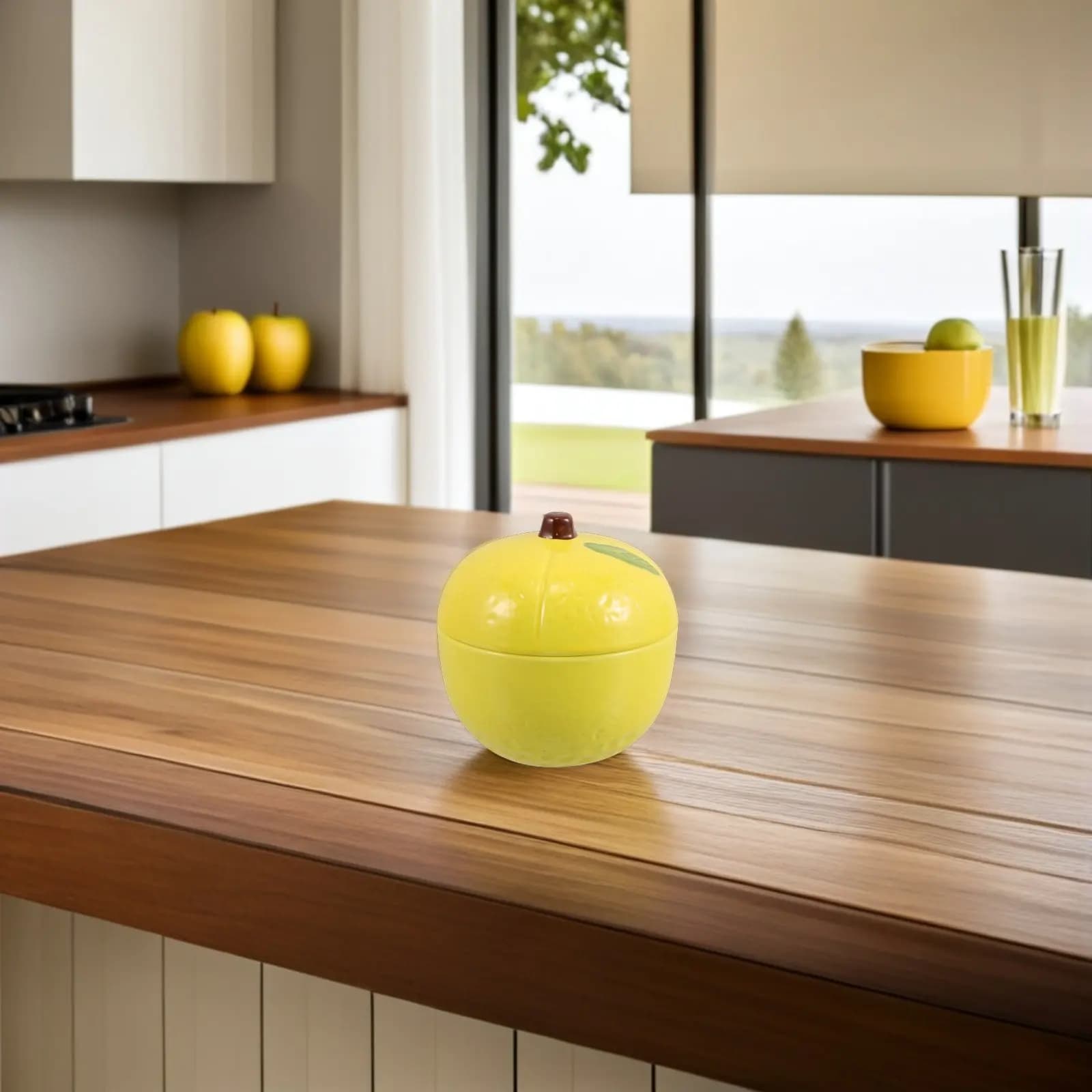 Contenitore in Ceramica per Limoni con Coperchio, Barattolo Rotondo Ermetico per Zucchero, Sale, Spezie, Conservazione Alimenti, Elegante Contenitore da Cucina