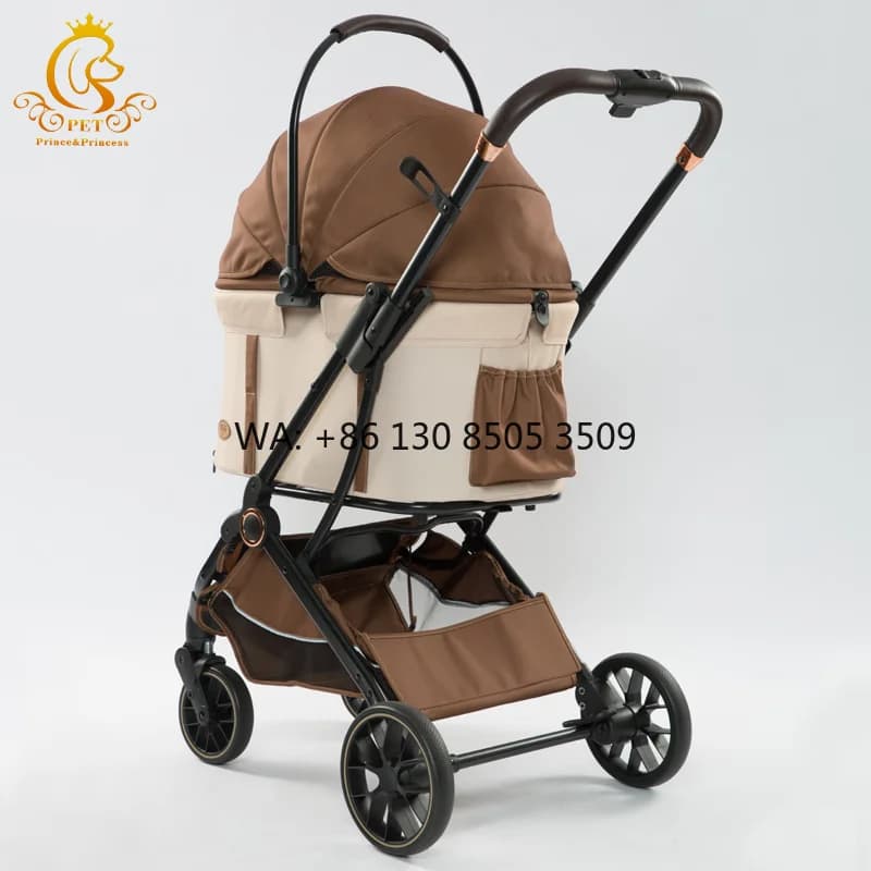 Passeggino Leggero Personalizzato in Alluminio per Animali Domestici, Carrello Pieghevole per Cani e Gatti con 4 Ruote Staccabili e Cestino per un Solo Animale