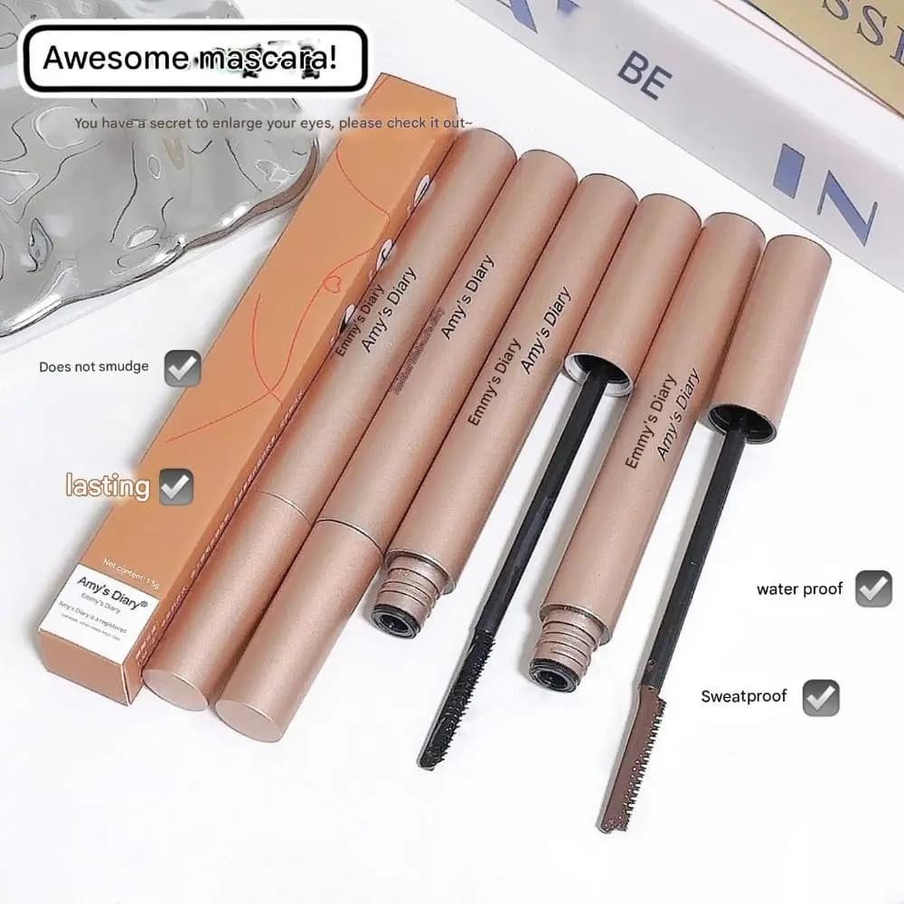 Black Mascara Waterproof Long Lifetime, Moisturizing, Stretching, Natural, with Liquid Fibers for Extension Eyelashes