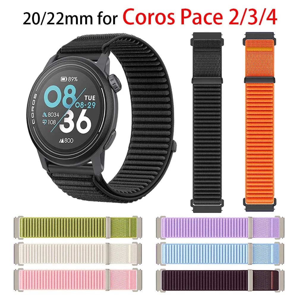 Cinturino per orologio in velcro da 20 mm 22 mm per Coros Pace 4 3 2 adatto per cinturino in nylon Apex 2 Pro 46 mm 42 mm Pace Pro