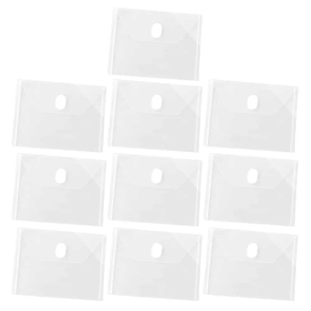 10 pezzi di cartelle trasparenti in PP con chiusura, buste trasparenti per la conservazione di documenti, per ricevute da ufficio, scuola, casa e altro.