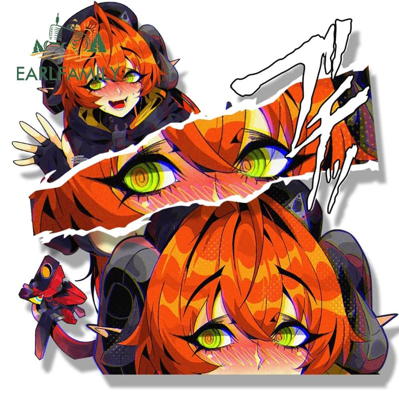 EARLFAMILY Ahegao OrphieMagus Fanart Car Sticker Hot game Zzzero Chibi Big Head Decal Peek Girl Graffiti Punk Gothic Stickers