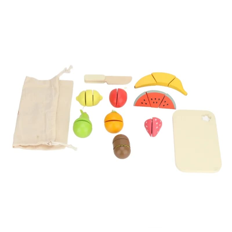 Children's fake food toys with cutter, bag holders, fake kitchen accessories, ordering game to develop fine motion, toys to cut fruit