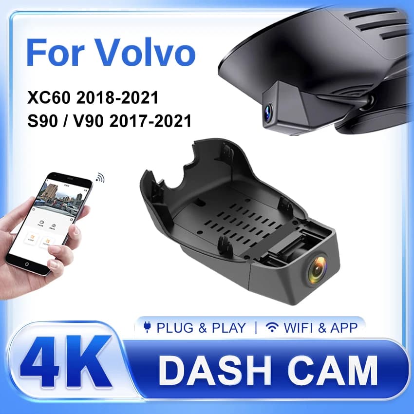 Plug and play Nascosto Auto DVR WIFI 4K Dash Cam Macchina Fotografica Per Volvo V90 Cross Country S90 XC60 T8 2018 2019 2020 2021, 4K DashCam