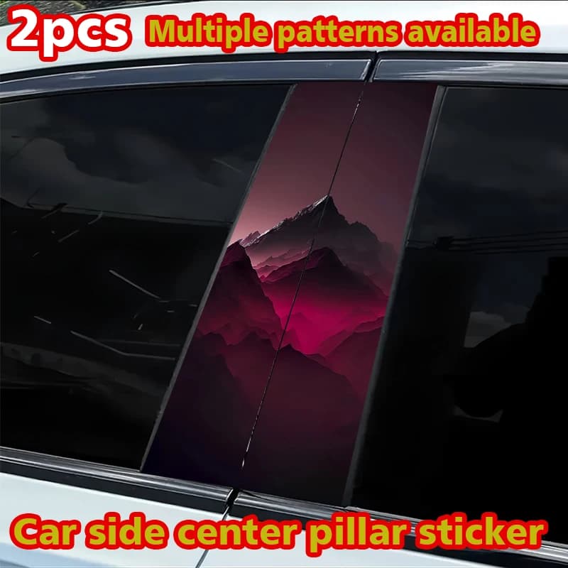Wall decal B for car, 2 pieces, custom scratch-resistant film with mountain pattern