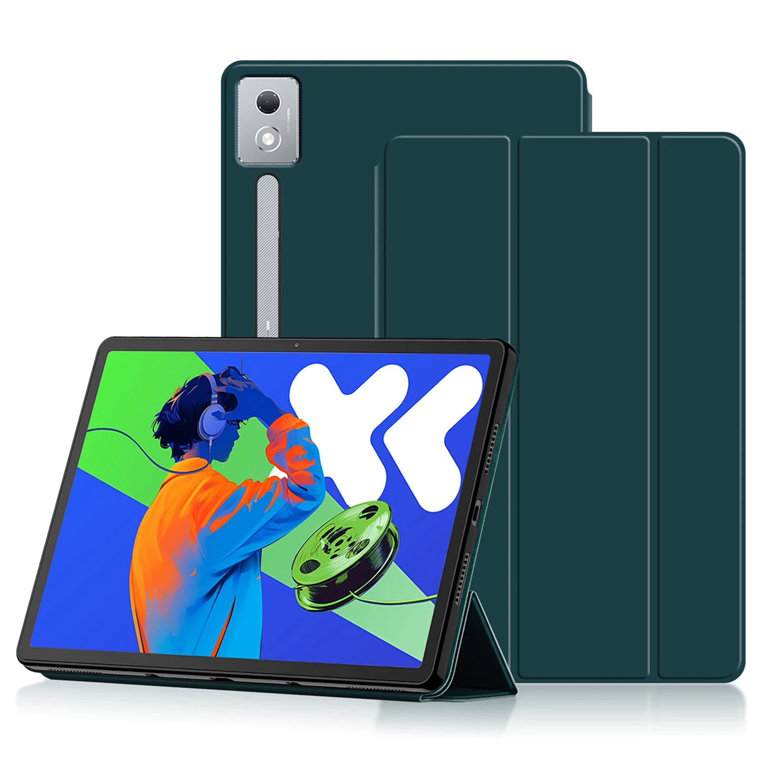 Per Lenovo Idea Tab Pro / Xiaoxin Pad Pro 12.7 (2025) Custodia in pelle PU TPU con supporto posteriore a tre ante per tablet - Verde
