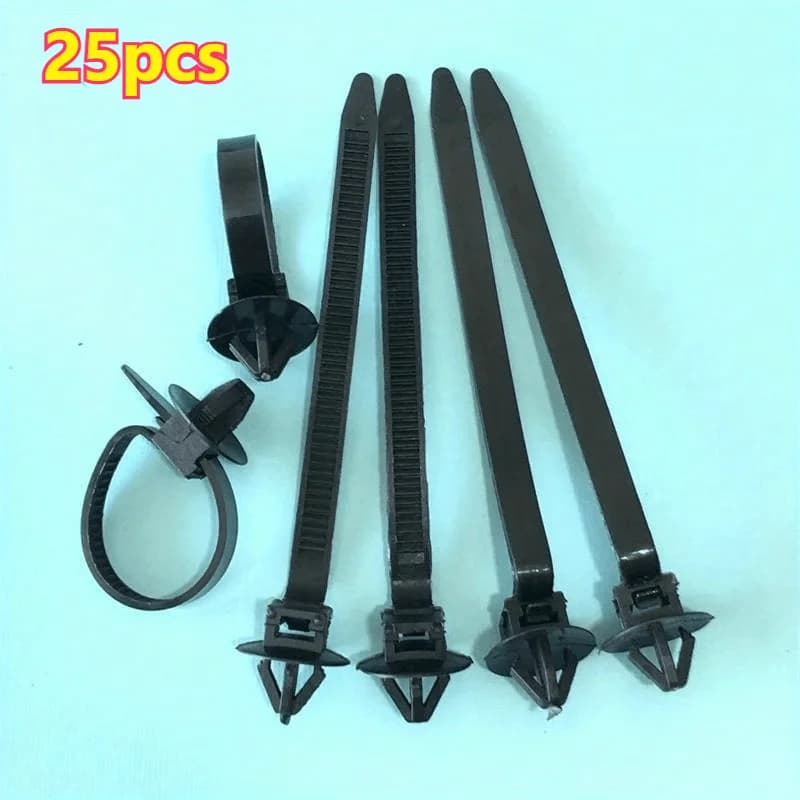 25Pcs Car Nylon Tie Wrap Cable Fixed Fasteners Clips Black Car Cable Fastening Zip Strap For All cars 92mmx5mm