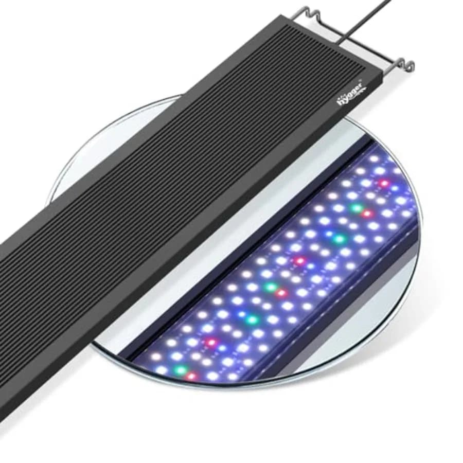 Sun Moon LED Aquarium Light, Full Spectrum Fish Tank Light Day-Night Dual Timer, Adjustable 6 Timer 10 Brightness 8 Colors for